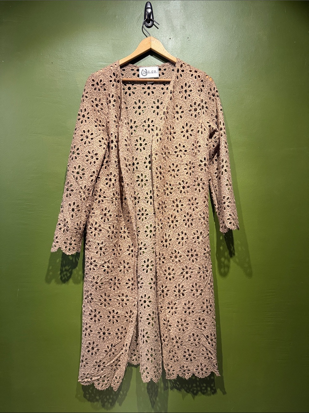 L&B Free People Crochet Long Cardigan